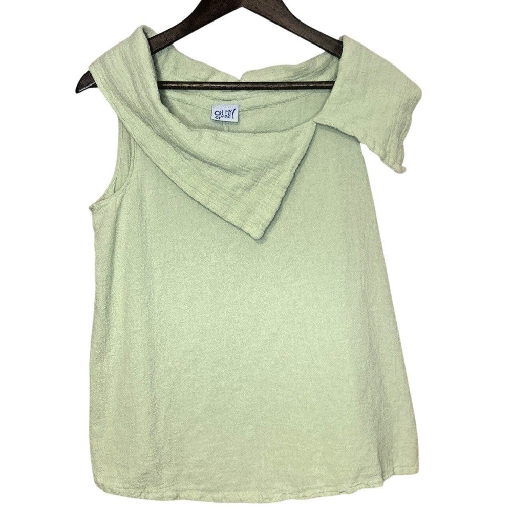 Oh My Gauze Sleeveless Top Women Size 1 S/M Green Lagenlook Beachy Coastal